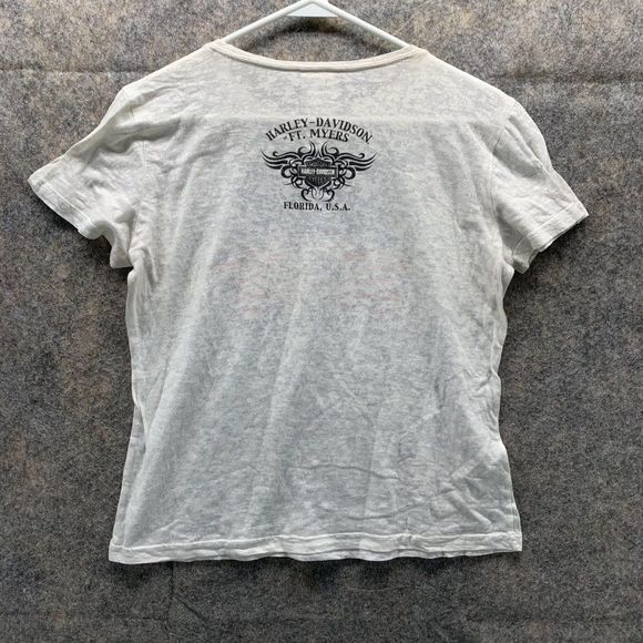 Harley Davidson Shirt Women's Large Casual Short Sleeve Outdoors White Blue - Picture 8 of 10